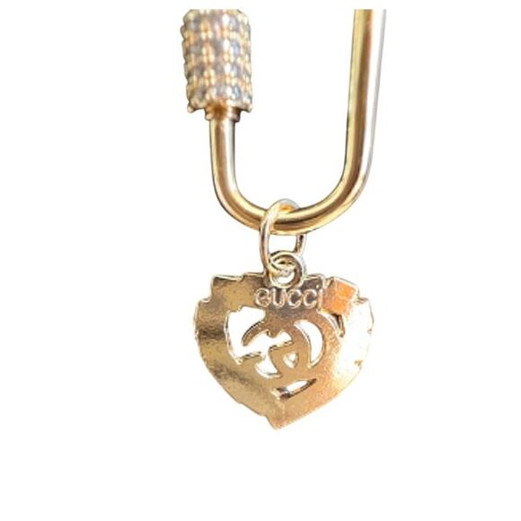 Gucci Gold & Black Heart Pendant with Paper Clip Carabiner Necklace (GGXX030) - Picture 5 of 5